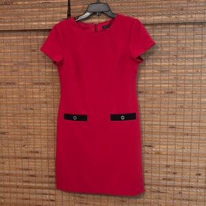 Tommy Hilfiger red dress with black buttons gold buttons size 6